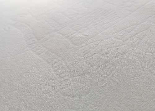 Watermarked paper under normal daylight