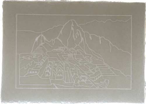 Watermarked paper with Machu Picchu profile