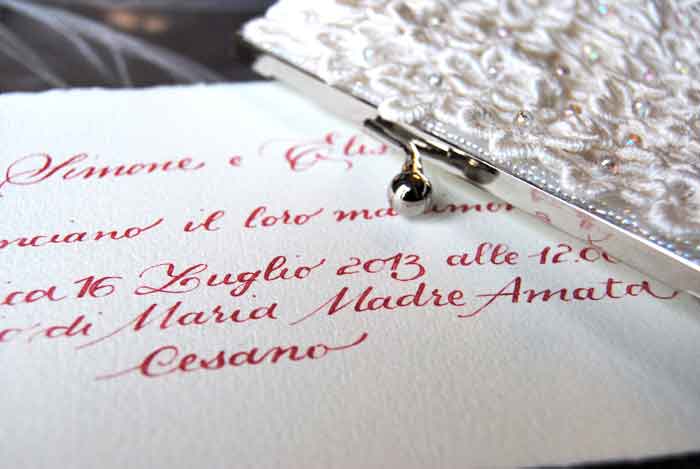 Wedding card, 'Corsivo' [Cursive] style