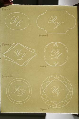 Catalogue of our watermarked initials for wedding invitations
