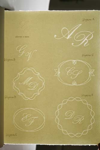 Catalogue of our watermarked initials for wedding invitations