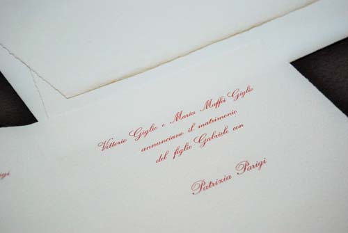 Classic invitation, book style, cursive font, with envelope