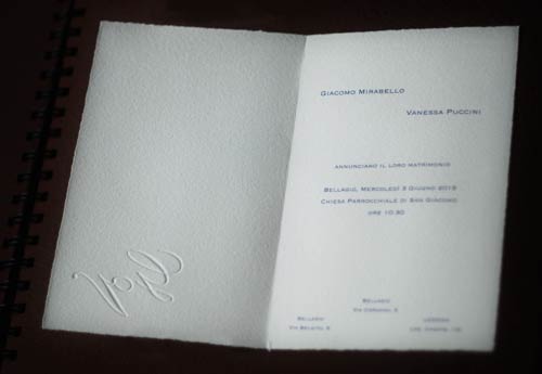 Double invitation with embossing, inside view