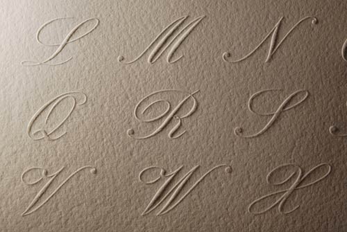 England hand embossed initials