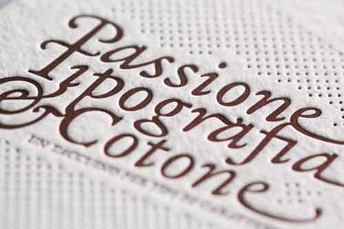Print sample 'Passione, Tipografia e Cotone' [Passion, typography and cotton]
