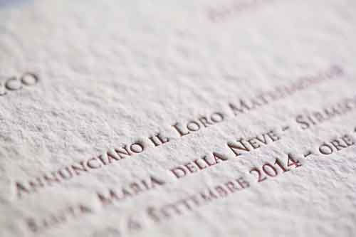 Dettaglio di una partecipazione classica stampata letterpress